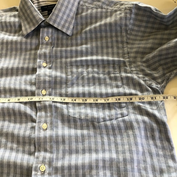Ted Baker London Light Blue Plaid Button Down Long Sleeves Shirt Size 15 1/2 - Picture 11 of 15